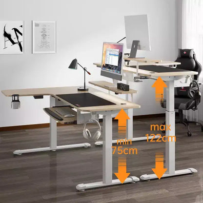 Scrivania angolare EUREKA ERGONOMIC 60x23 regolabile in altezza con set di accessori
