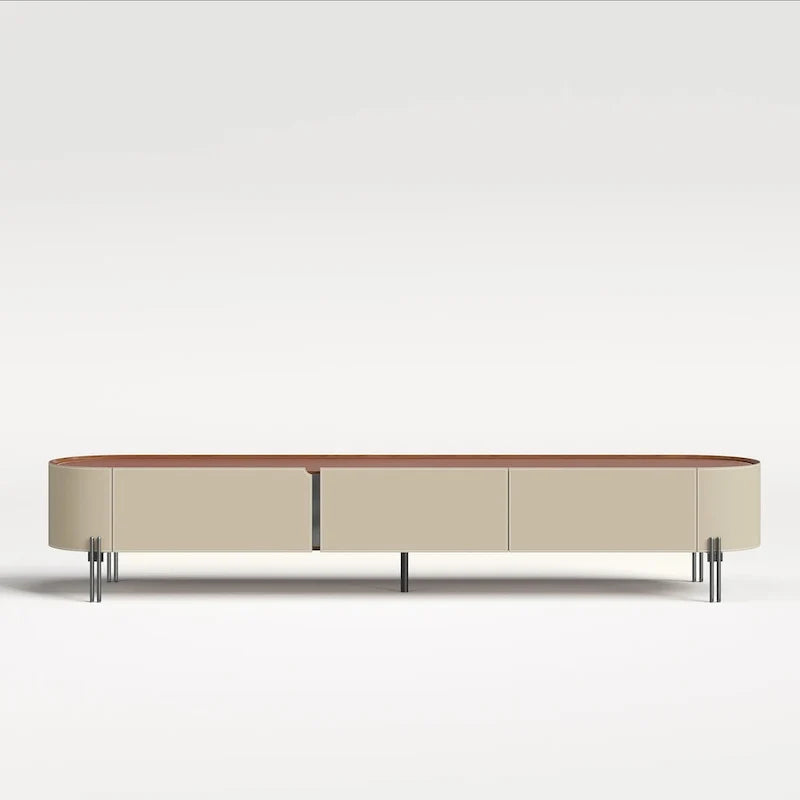 86.6 Mobile TV in pelle, Porta TV moderno con 3 cassetti