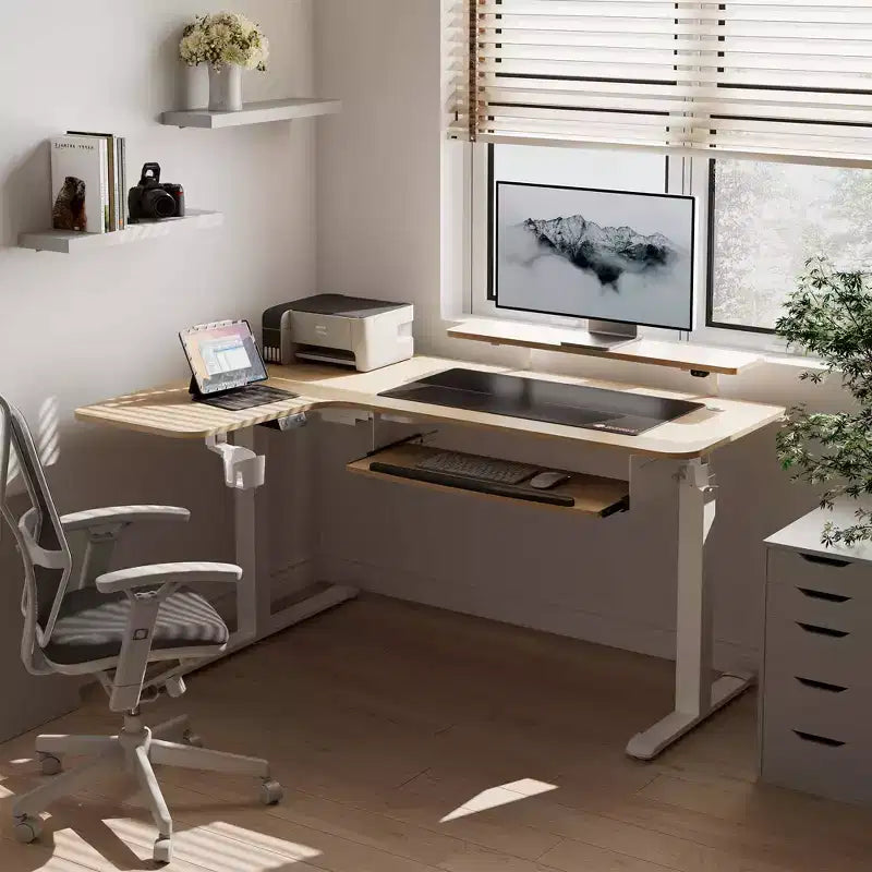 Scrivania angolare EUREKA ERGONOMIC 60x23 regolabile in altezza con set di accessori