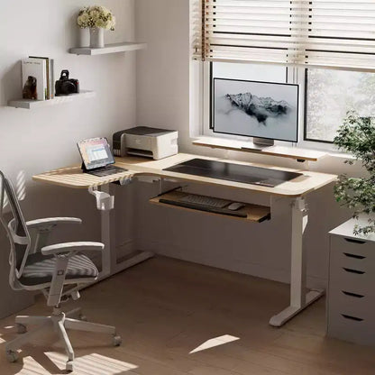 Scrivania angolare EUREKA ERGONOMIC 60x23 regolabile in altezza con set di accessori