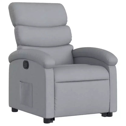 Poltrona Reclinabile Power Lift per Anziani - Tessuto Grigio Chiaro con Alzata Elettrica & Tasca Laterale