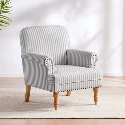 Fauteuil d'appoint rembourré en lin avec pieds pour salon