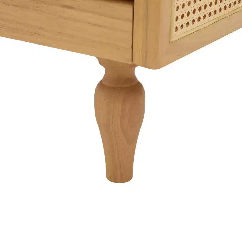 Divanetto Divano Moderno di Metà Secolo con Morbida Imbottitura, Braccioli in Rattan e Gambe in Legno, Divano a 2 Posti per Soggiorno, Camera da Letto o Appartamento-Panipeachy