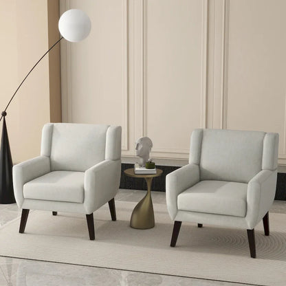 Fauteuil d'appoint en lin, à oreilles, lot de 2