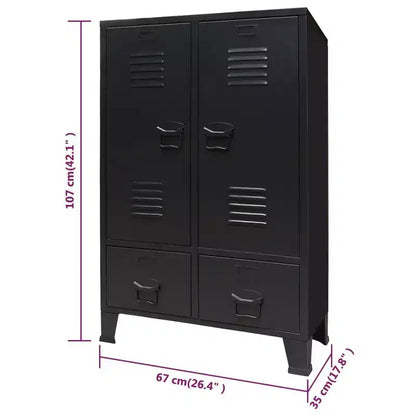 vidaXL Armoire en tôle noire avec étagères réglables moyennes