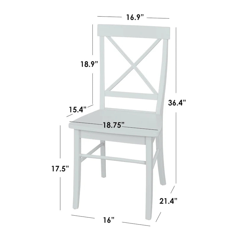 Set di 2 sedie da pranzo in legno di gomma, design a X-Back, capacità 113 kg, finitura opaca