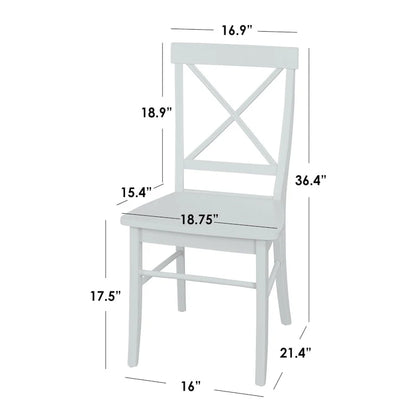 Set di 2 sedie da pranzo in legno di gomma, design a X-Back, capacità 113 kg, finitura opaca