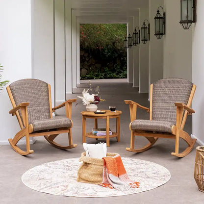Cambridge Casual Auburn, sedia a dondolo da esterno a 3 pezzi in legno di teak