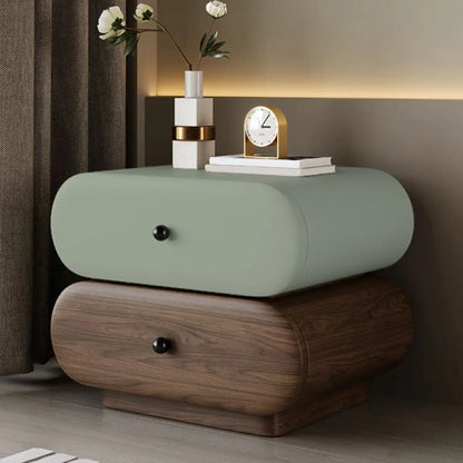 Comodino moderno bicolore con cassetti contenitori
