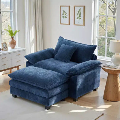 Poltrona a sacco oversize in ciniglia EHMKNP con pouf