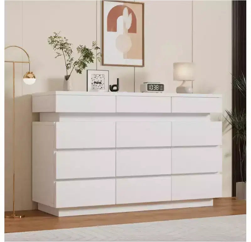 Cassettiera in legno da 149 cm con 12 cassetti, comò moderno per camera da letto, soggiorno, corridoio e ingresso
