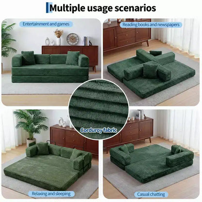 80,7 Divano letto trasformabile 5 in 1 – Velluto a coste, 544 kg, Nessun assemblaggio