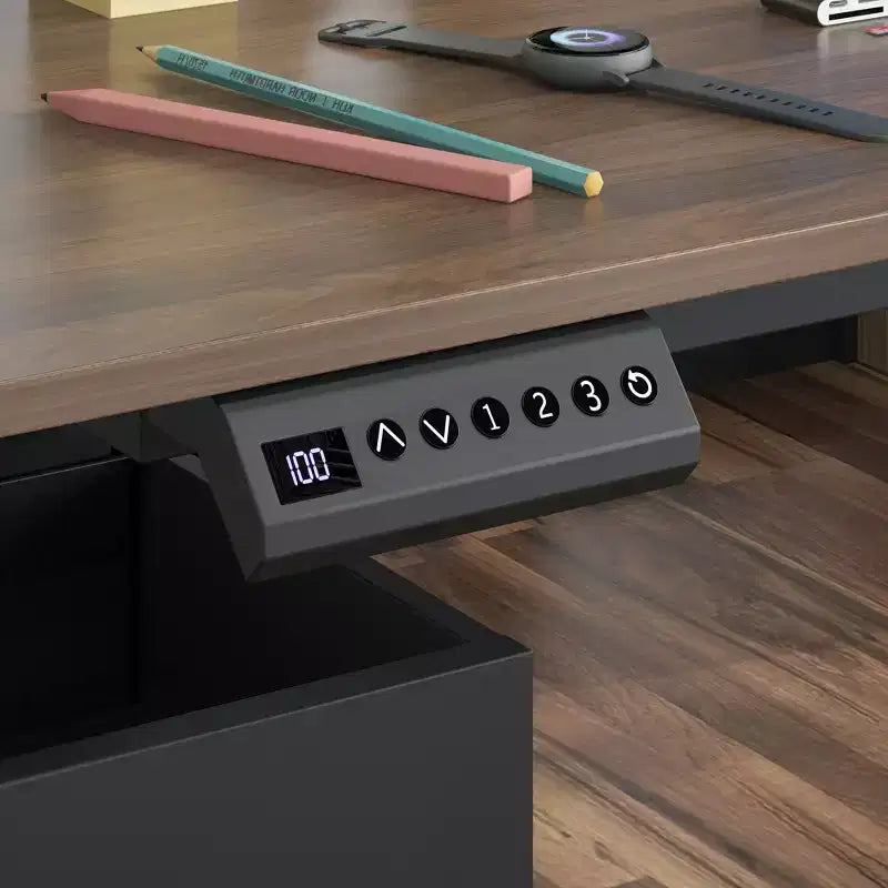 Scrivania da ufficio per computer regolabile in altezza Scrivania in piedi: ampio piano a L, cassetti e vani portaoggetti