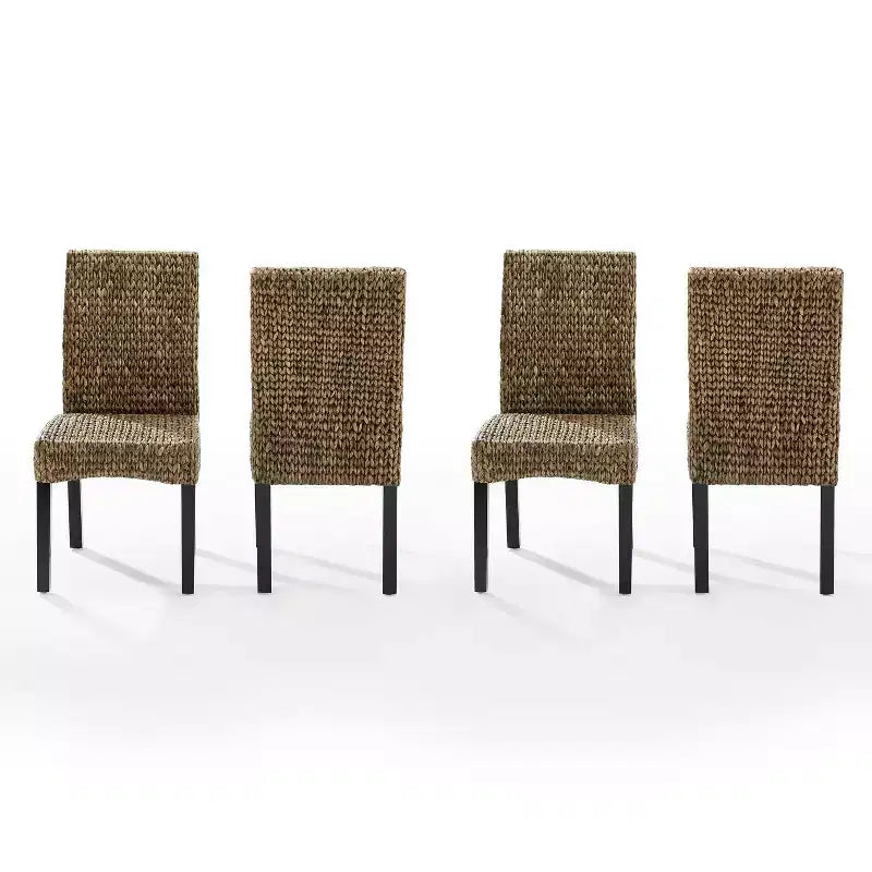 Set di 4 sedie da pranzo Edgewater in fibra di giacinto d'acqua/marrone scuro - Crosley