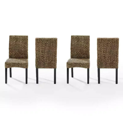 Set di 4 sedie da pranzo Edgewater in fibra di giacinto d'acqua/marrone scuro - Crosley