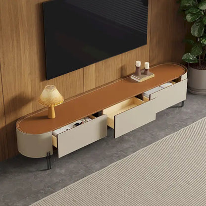 86.6 Mobile TV in pelle, Porta TV moderno con 3 cassetti