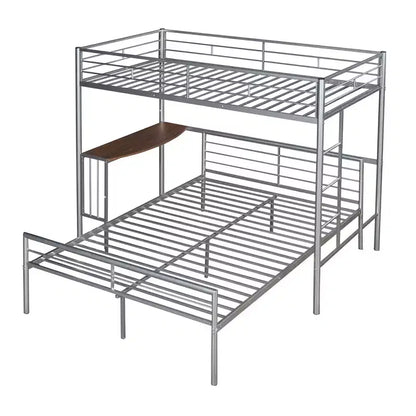 Lit superposé en métal une place sur deux places avec bureau, lit mezzanine une place avec lit inférieur double séparé pour enfants
