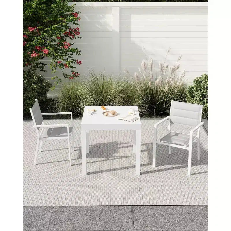 Table à manger extérieure extensible en aluminium imitation bois - Rectangulaire, résistante à la rouille, 6 places