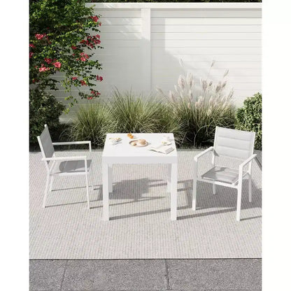 Table à manger extérieure extensible en aluminium imitation bois - Rectangulaire, résistante à la rouille, 6 places