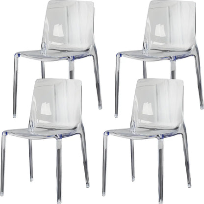 Chaise de salle à manger sans accoudoirs à dossier bas en acrylique ambre