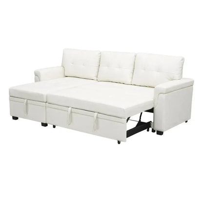 Divano componibile convertibile reversibile con letto estraibile, chaise longue con contenitore nascosto e gambe durevoli