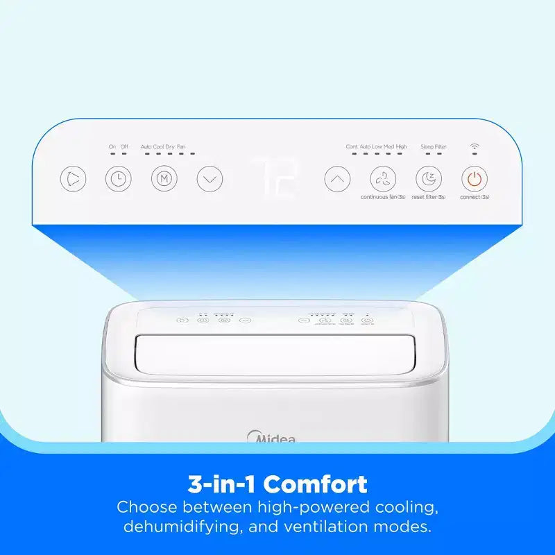 Condizionatore d'aria portatile Smart Inverter Midea 10.000 BTU DOE, per ambienti fino a 42 m², bianco