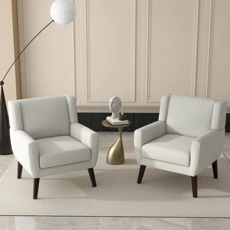 Fauteuil d'appoint en lin, à oreilles, lot de 2