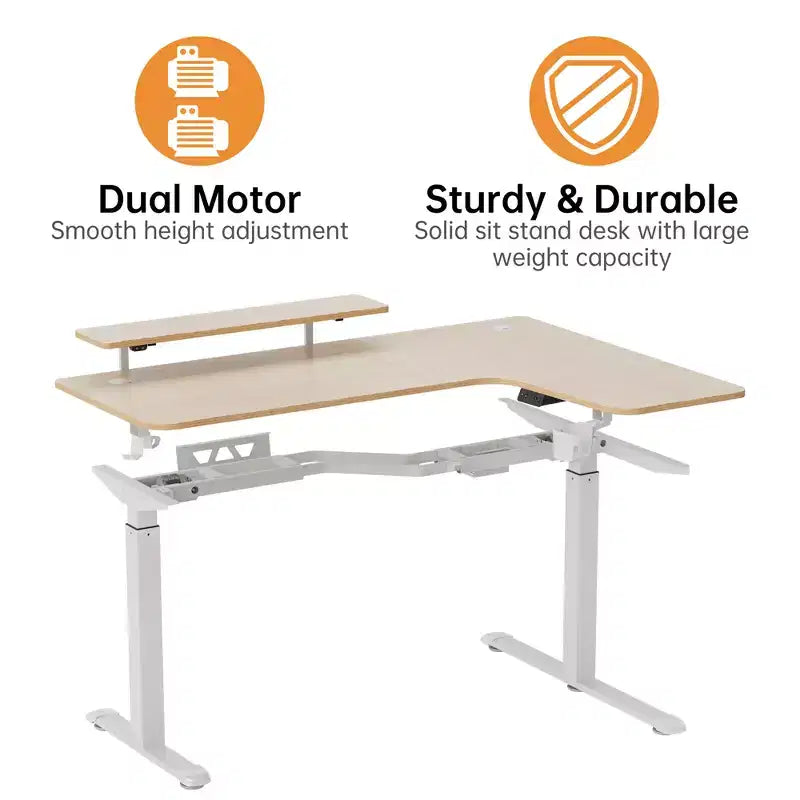 Scrivania angolare EUREKA ERGONOMIC 60x23 regolabile in altezza con set di accessori