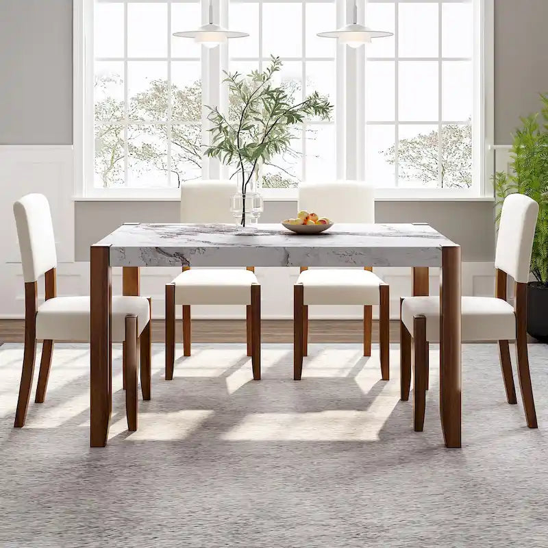 Set da pranzo moderno 5 pezzi con tavolo rettangolare e sedie