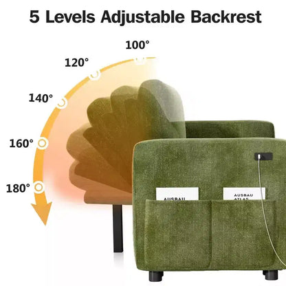 Divano letto estraibile a quattro posti Dyonery da 105 pollici con contenitore, tasche laterali, schienale regolabile, convertibile