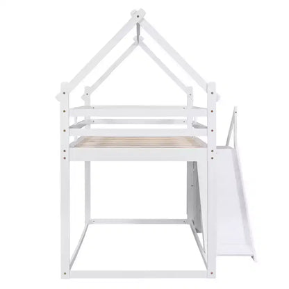 Lits superposés maison avec toboggan et escaliers de rangement, lit superposé double en bois avec toit et escaliers pour filles et garçons