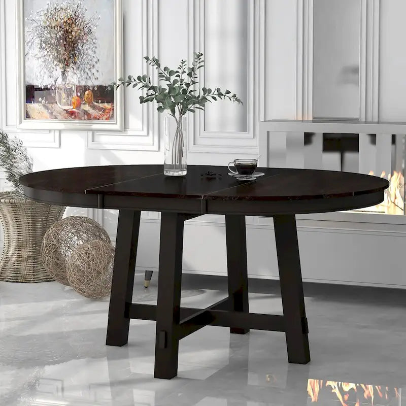 Tavolo da pranzo rotondo allungabile in legno con 16 inserti