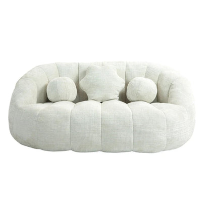 Fauteuil de salon en chenille blanc 63,78 cm avec rembourrage en mousse haute densité
