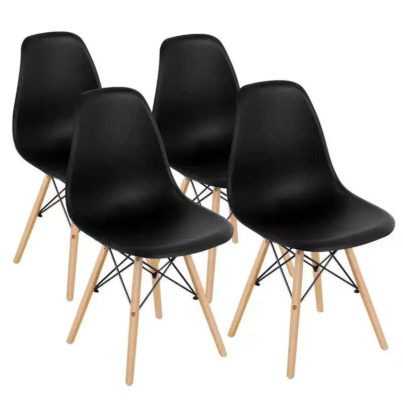 Costway Set di 4 Sedie da Pranzo Moderne Senza Braccioli per Casa e Ufficio con Gambe in Legno Bianco/Nero/Blu