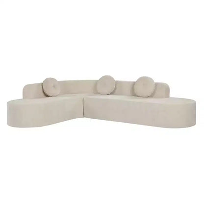 Divano componibile Whisen 122'' Extra Large, Elegante Divano Imbottito in Tessuto con Tre Cuscini Rotondi, Schiuma ad Alta Resilienza