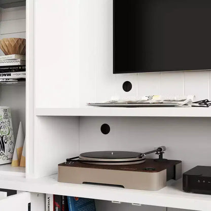 Famapy Mobile TV Bianco - Ampio Porta TV con Ante e Faretti LED per Soggiorno