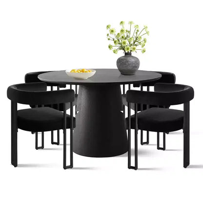 Set tavolo da pranzo allungabile da 120-210 cm per 4 persone, tavolo nero e 4 sedie da pranzo imbottite in velluto con gambe in metallo, stile moderno