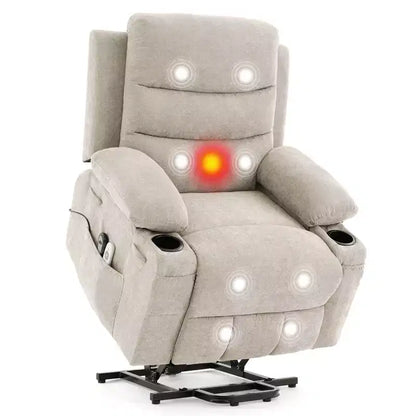 Fauteuil inclinable électrique releveur, fauteuils inclinables électriques pour personnes âgées avec fonction chauffante et massante, aide à la levée, porte-gobelets, poche latérale, pour salon