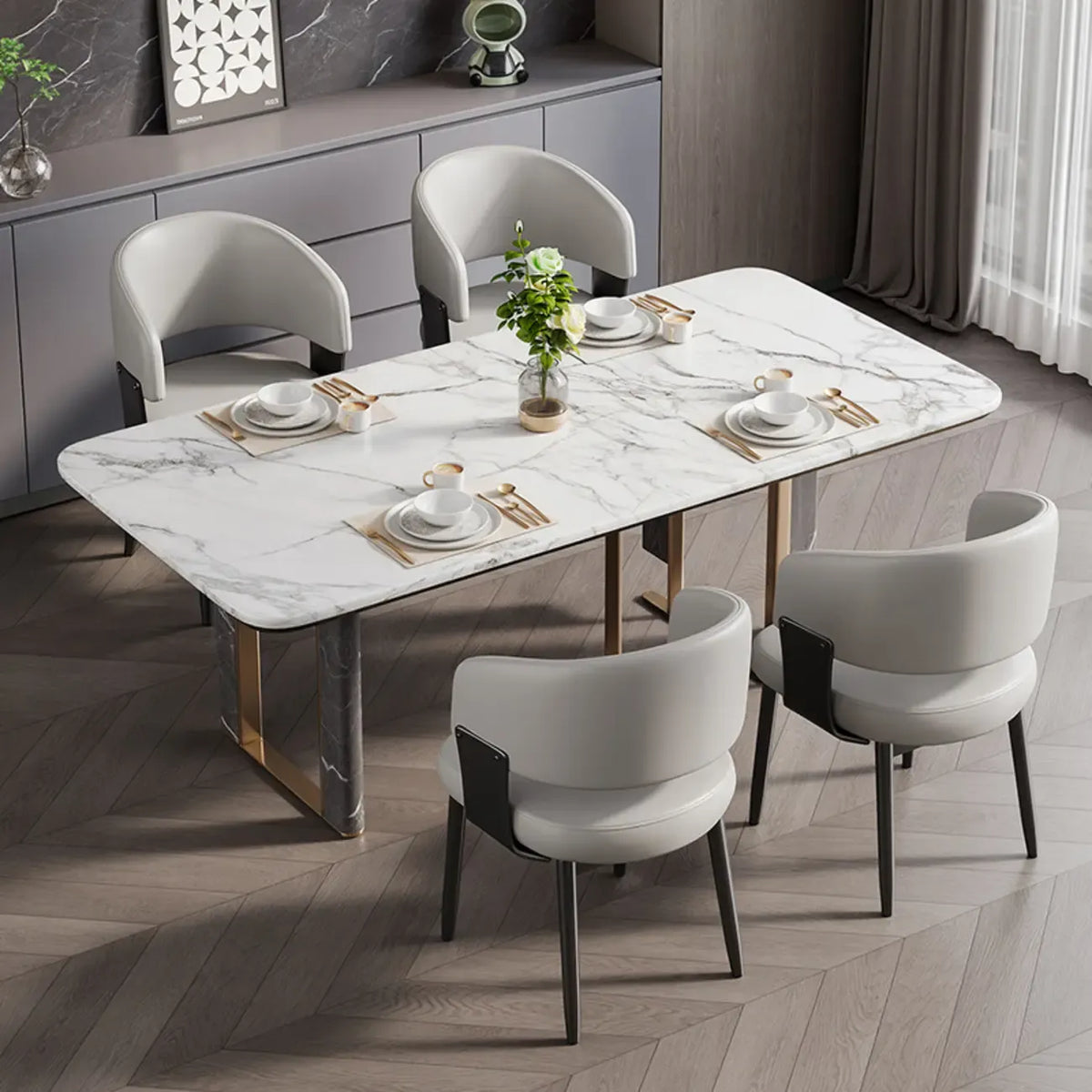 Sedia da pranzo moderna glamour rivestita in pelle