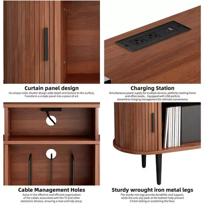 Mobile GDFStudio Emerson in legno per giradischi stile Mid-Century Modern