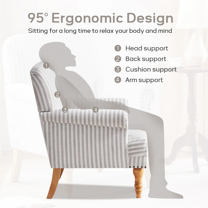 Fauteuil d'appoint rembourré en lin avec pieds pour salon