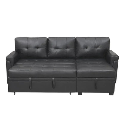 Divano componibile convertibile reversibile con letto estraibile, chaise longue con contenitore nascosto e gambe durevoli