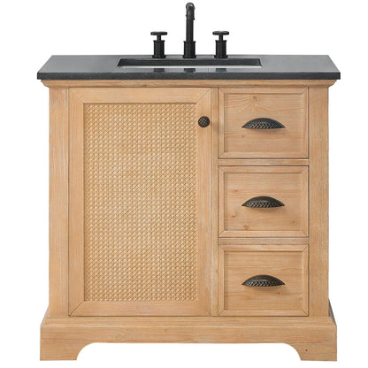Mobile bagno Hervas con top in marmo naturale senza specchio