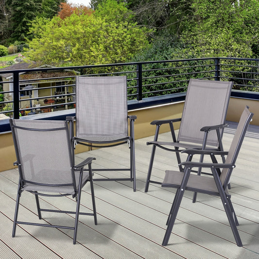 Set di 4 sedie pieghevoli Outsunny per patio, dal design semplice ed elegante, comode per terrazza, giardino, cortile e viaggio