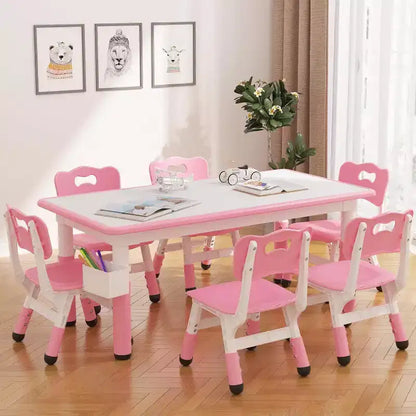 Table et 6 Chaises pour Enfants - Table d'Activités et de Repas à Hauteur Réglable pour Tout-Petits de 3 à 10 Ans, 136 kg