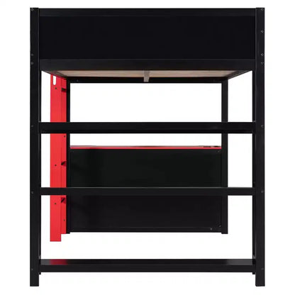 Luxystar Letto a soppalco completo da gaming con scrivania, mensole e luci