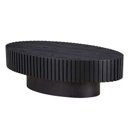 Tavolino da caffè ovale/quadrato, tavolino centrale scanalato minimalista, tavolino d'appoggio, frassino naturale/noce/nero opaco-ModernLuxe