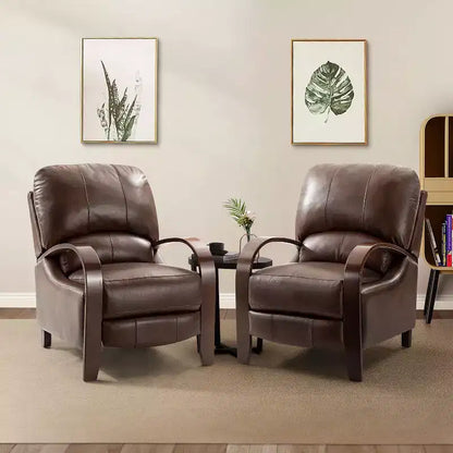 Lot de 2 fauteuils relax manuels en cuir véritable, inclinaison 159°