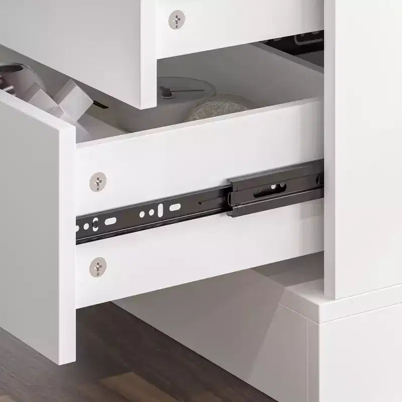 Scrivania da ufficio per computer regolabile in altezza Scrivania in piedi: ampio piano a L, cassetti e vani portaoggetti