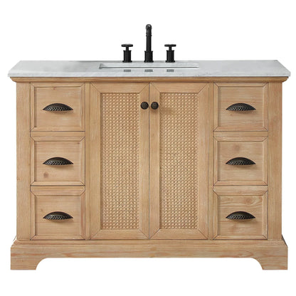 Mobile bagno Hervas con top in marmo naturale senza specchio